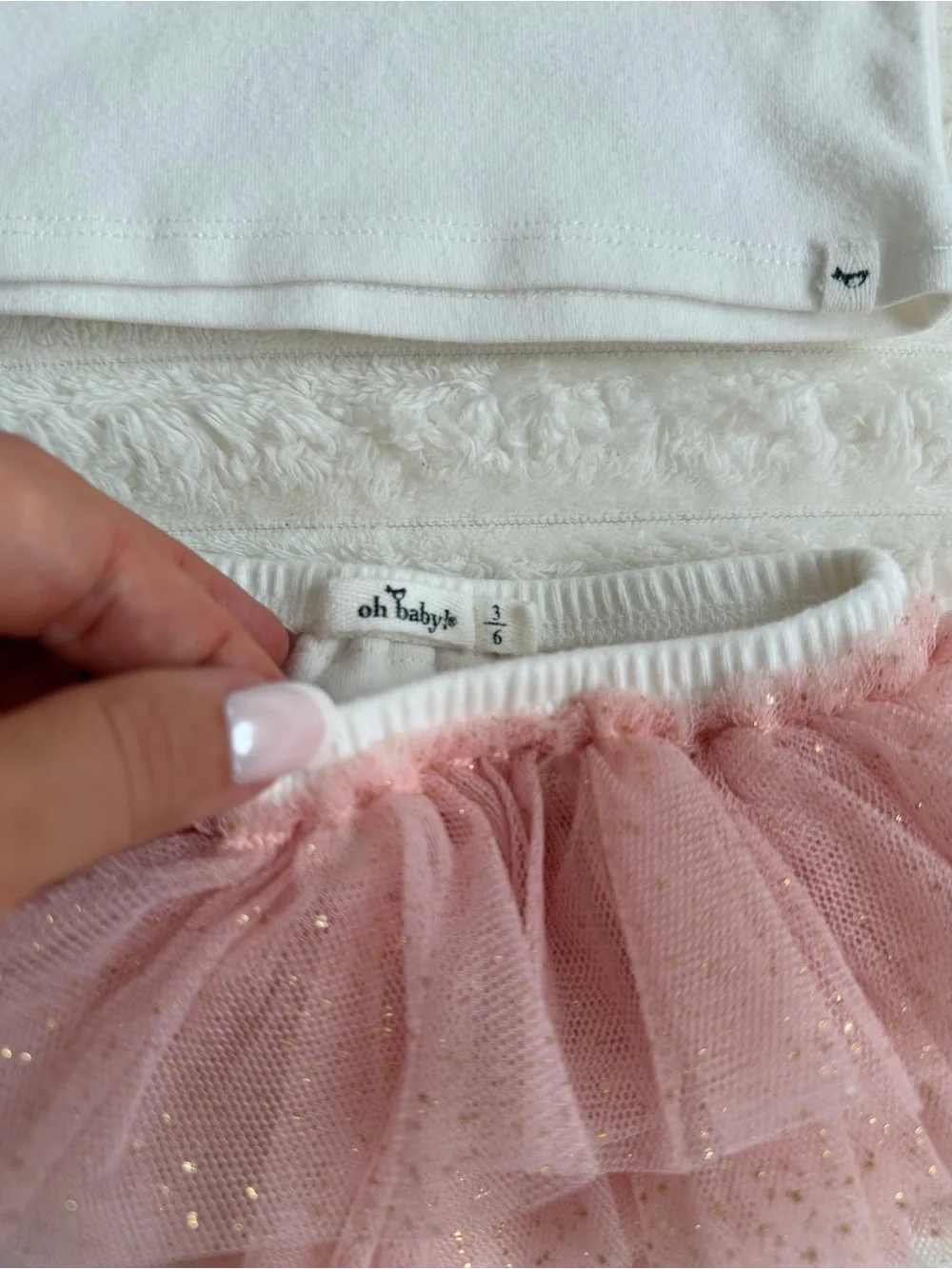lil sis Pink Tulle Skirt & White Tank Matching Set